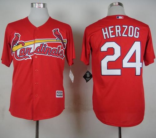 Cardinals #24 Whitey Herzog Red Cool Base Stitched MLB Jersey - Click Image to Close